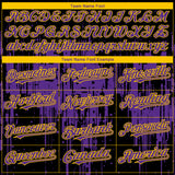 Custom Black Purple-Yellow 3D Pattern Design Dripping Splatter Paint Authentic Baseball Jersey