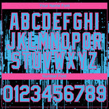 Custom Black Sky Blue-Pink 3D Pattern Design Dripping Splatter Paint Authentic Baseball Jersey