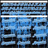 Custom Black Powder Blue-White 3D Pattern Design Dripping Splatter Paint Authentic Baseball Jersey