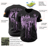 Custom Black Light Purple 3D Pattern Design Dripping Splatter Paint Authentic Baseball Jersey