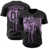 Custom Black Light Purple 3D Pattern Design Dripping Splatter Paint Authentic Baseball Jersey