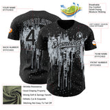Custom Black Silver 3D Pattern Design Dripping Splatter Paint Authentic Baseball Jersey