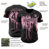Custom Black Light Pink 3D Pattern Design Dripping Splatter Paint Authentic Baseball Jersey