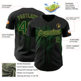 Custom Black Green-Old Gold 3D Pattern Design Dripping Splatter Paint Authentic Baseball Jersey