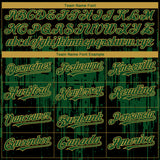 Custom Black Green-Old Gold 3D Pattern Design Dripping Splatter Paint Authentic Baseball Jersey