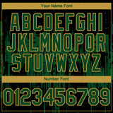 Custom Black Green-Old Gold 3D Pattern Design Dripping Splatter Paint Authentic Baseball Jersey