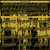 Custom Black Old Gold 3D Pattern Design Dripping Splatter Paint Authentic Baseball Jersey