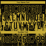 Custom Black Old Gold 3D Pattern Design Dripping Splatter Paint Authentic Baseball Jersey
