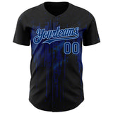 Custom Black US Navy Blue-Light Blue 3D Pattern Design Dripping Splatter Paint Authentic Baseball Jersey