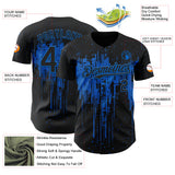 Custom Black Blue 3D Pattern Design Dripping Splatter Paint Authentic Baseball Jersey