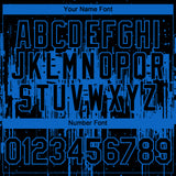 Custom Black Blue 3D Pattern Design Dripping Splatter Paint Authentic Baseball Jersey