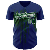 Custom Royal Green-White 3D Pattern Design Dripping Splatter Paint Authentic Baseball Jersey