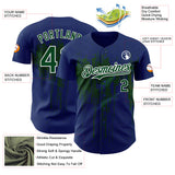 Custom Royal Green-White 3D Pattern Design Dripping Splatter Paint Authentic Baseball Jersey