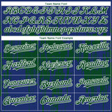 Custom Royal Green-White 3D Pattern Design Dripping Splatter Paint Authentic Baseball Jersey