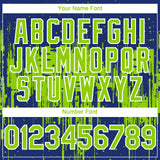 Custom Royal Neon Green-White 3D Pattern Design Dripping Splatter Paint Authentic Baseball Jersey