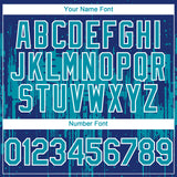 Custom Royal Teal-White 3D Pattern Design Dripping Splatter Paint Authentic Baseball Jersey