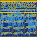 Custom Royal Powder Blue-Yellow 3D Pattern Design Dripping Splatter Paint Authentic Baseball Jersey