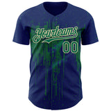 Custom Royal Kelly Green-Cream 3D Pattern Design Dripping Splatter Paint Authentic Baseball Jersey
