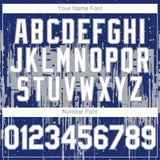 Custom Royal White-Gray 3D Pattern Design Dripping Splatter Paint Authentic Baseball Jersey