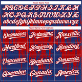 Custom Royal White-Red 3D Pattern Design Dripping Splatter Paint Authentic Baseball Jersey