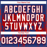 Custom Royal White-Red 3D Pattern Design Dripping Splatter Paint Authentic Baseball Jersey