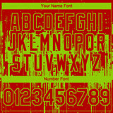 Custom Red Neon Green 3D Pattern Design Dripping Splatter Paint Authentic Baseball Jersey