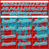 Custom Red Teal-White 3D Pattern Design Dripping Splatter Paint Authentic Baseball Jersey