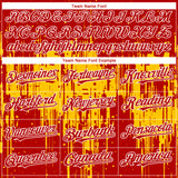 Custom Red White-Yellow 3D Pattern Design Dripping Splatter Paint Authentic Baseball Jersey