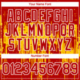 Custom Red White-Yellow 3D Pattern Design Dripping Splatter Paint Authentic Baseball Jersey