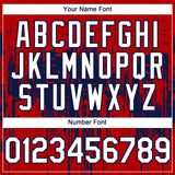 Custom Red White-Navy 3D Pattern Design Dripping Splatter Paint Authentic Baseball Jersey