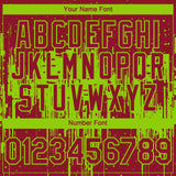 Custom Crimson Neon Green 3D Pattern Design Dripping Splatter Paint Authentic Baseball Jersey