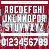 Custom Crimson White-Gray 3D Pattern Design Dripping Splatter Paint Authentic Baseball Jersey