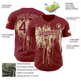 Custom Crimson Cream 3D Pattern Design Dripping Splatter Paint Authentic Baseball Jersey