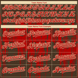 Custom Brown Red-Cream 3D Pattern Design Dripping Splatter Paint Authentic Baseball Jersey