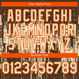 Custom Brown Cream-Orange 3D Pattern Design Dripping Splatter Paint Authentic Baseball Jersey