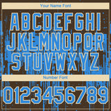 Custom Brown Powder Blue-Cream 3D Pattern Design Dripping Splatter Paint Authentic Baseball Jersey
