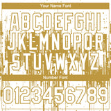 Custom White Old Gold 3D Pattern Design Dripping Splatter Paint Authentic Baseball Jersey