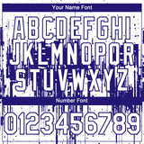 Custom White Dark Purple 3D Pattern Design Dripping Splatter Paint Authentic Baseball Jersey