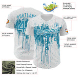 Custom White Panther Blue-White 3D Pattern Design Dripping Splatter Paint Authentic Baseball Jersey