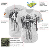 Custom White Steel Gray 3D Pattern Design Dripping Splatter Paint Authentic Baseball Jersey