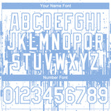 Custom White Light Blue 3D Pattern Design Dripping Splatter Paint Authentic Baseball Jersey