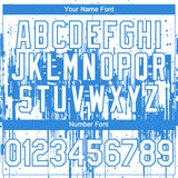 Custom White Powder Blue 3D Pattern Design Dripping Splatter Paint Authentic Baseball Jersey
