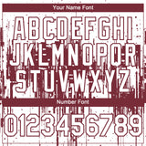 Custom White Burgundy 3D Pattern Design Dripping Splatter Paint Authentic Baseball Jersey
