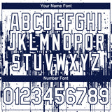 Custom White Navy 3D Pattern Design Dripping Splatter Paint Authentic Baseball Jersey