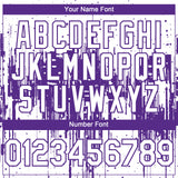 Custom White Purple 3D Pattern Design Dripping Splatter Paint Authentic Baseball Jersey
