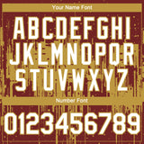 Custom Burgundy White-Old Gold 3D Pattern Design Dripping Splatter Paint Authentic Baseball Jersey
