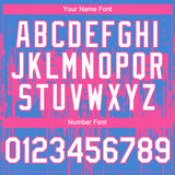 Custom Powder Blue White-Pink 3D Pattern Design Dripping Splatter Paint Authentic Baseball Jersey