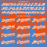 Custom Powder Blue White-Orange 3D Pattern Design Dripping Splatter Paint Authentic Baseball Jersey