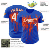 Custom Thunder Blue White-Orange 3D Pattern Design Dripping Splatter Paint Authentic Baseball Jersey