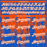 Custom Thunder Blue White-Orange 3D Pattern Design Dripping Splatter Paint Authentic Baseball Jersey